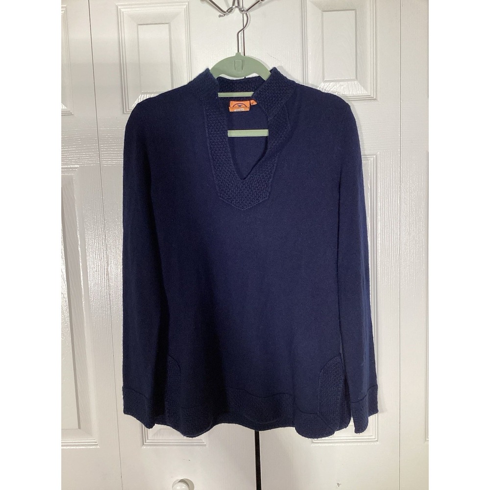 Tory Burch Lizzie 100% Cashmere Tunic Sweater Small Navi BlueOffice Neutral Soft